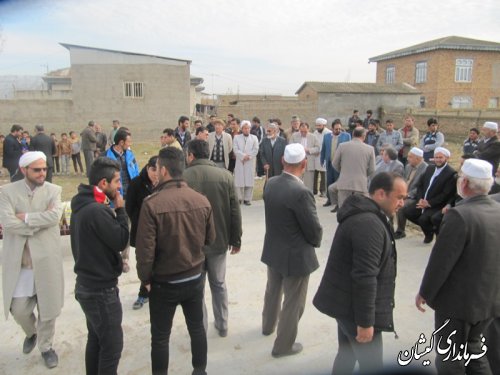 کلنگ زنی احداث مدرسه با مشارکت خیرین در روستای گامیشلی خواجه نفس شهرستان گمیشان