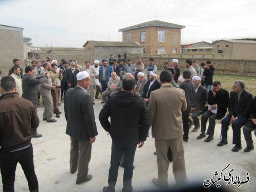 کلنگ زنی احداث مدرسه با مشارکت خیرین در روستای گامیشلی خواجه نفس شهرستان گمیشان