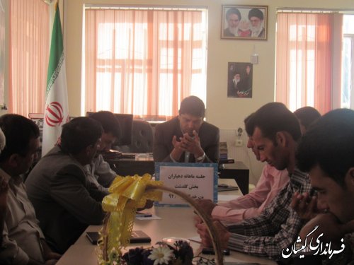 جلسه دهیاران بخش گلدشت با بخشدار ورئیس کتابخانه عمومی شهرستان برگزار شد