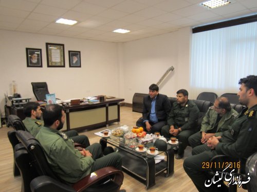 دیدار فرمانده ناحیه مقاومت بسیج سپاه شهرستان با فرماندار گمیشان