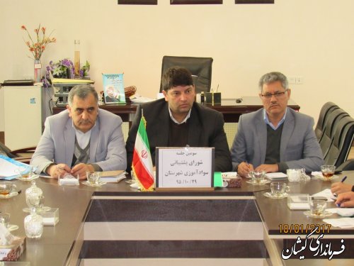 سومین جلسه شورای پشتیبانی سواد آموزی شهرستان گمیشان برگزار شد