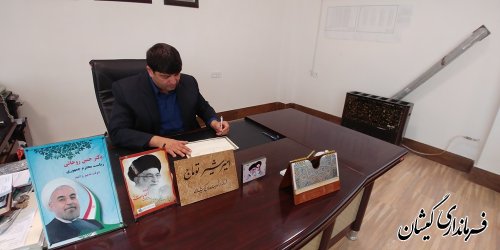 صدور اولین پروانه فعالیت سازمان های مردم نهاد توسط فرماندار گمیشان