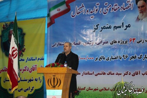 مراسم متمرکز 63 پروژه عمرانی و اقتصادی شهرستان گمیشان برگزار شد