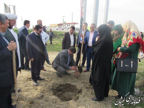 غرس نهال باحضور معاون هماهنگی امور عمرانی استاندار در ورودی شهر گمیش تپه