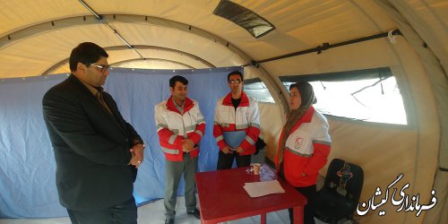 بازدیدفرماندارگمیشان ازمانورتیم های بهداشت ودرمان هلال احمردرروستای توماجلرآلتین