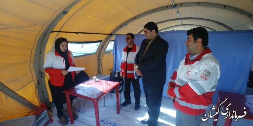 بازدیدفرماندارگمیشان ازمانورتیم های بهداشت ودرمان هلال احمردرروستای توماجلرآلتین