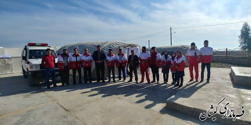 بازدیدفرماندارگمیشان ازمانورتیم های بهداشت ودرمان هلال احمردرروستای توماجلرآلتین