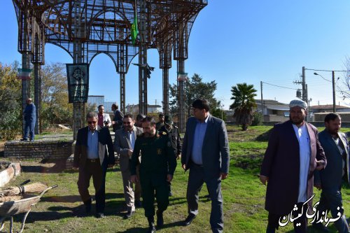 بازدید فرماندارو مدیران کل بنیادشهیدوحفظ آثاردفاع مقدس از پروژه المان شهدای‌گمنام