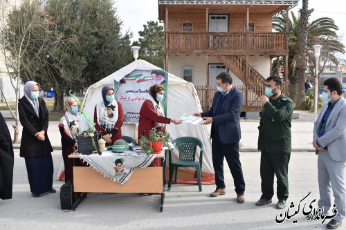 حضور فرماندار درایستگاه سلامت محور امر به معروف و نهی از منکر در قالب رزمایش شهید سلیمانی