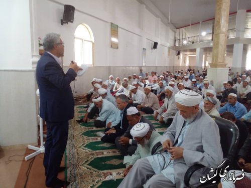 حضور و سخنرانی سقلی فرماندار گمیشان در جمع نماز گزاران جمعه سیمین شهر  
