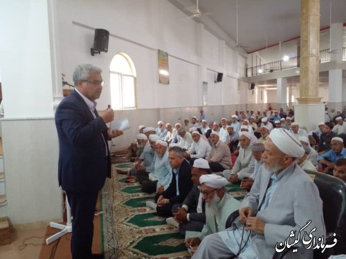 حضور و سخنرانی سقلی فرماندار گمیشان در جمع نماز گزاران جمعه سیمین شهر  