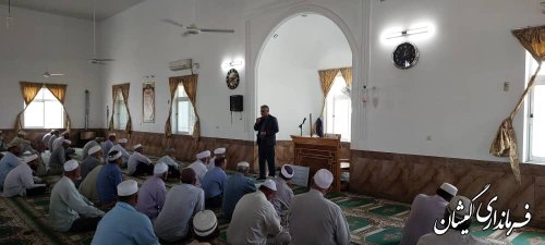 حضور و سخنرانی فرماندار گمیشان در نماز جمعه بصیر آباد 