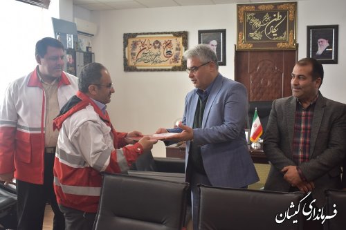 برگزاری آیین تکریم و معارفه مدیر جدید جمعیت هلال احمر شهرستان گمیشان