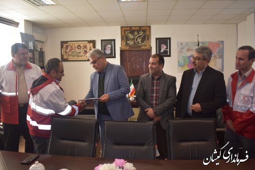برگزاری آیین تکریم و معارفه مدیر جدید جمعیت هلال احمر شهرستان گمیشان