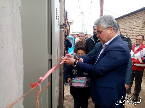 آیین افتتاح پروژه رفع حریم و بهسازی شبکه توزیع برق روستایی در روستا قلمس